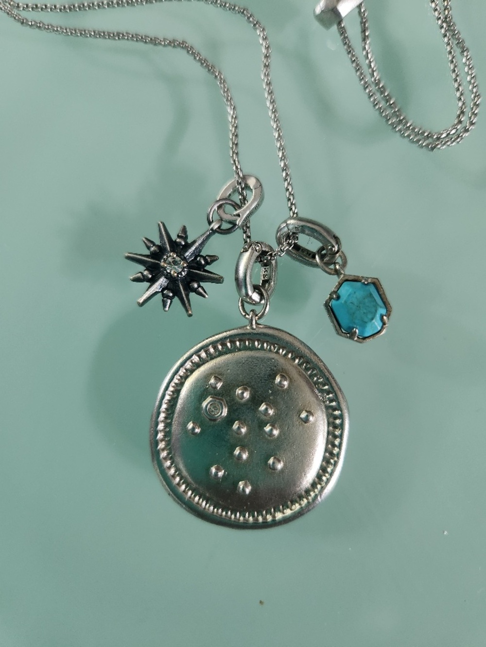 Kendra Scott Silver Sagittarius Necklace with Turquoise and North Star, preloved